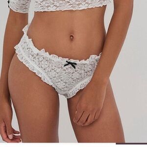For Love & Lemons Sally White Lace 
 Brief Panty Vintage Floral Lace Bridal